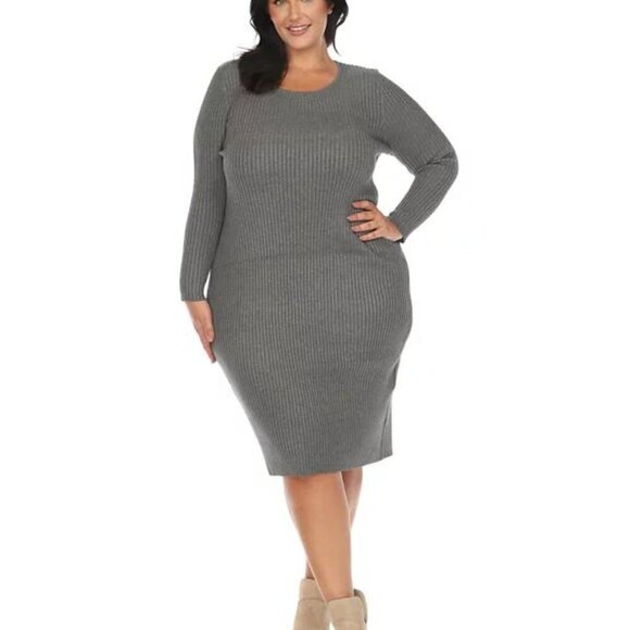 White Mark Plus Size Rib Midi Sweater Dress - Charcoal - Size 3X - NWT - Picture 3 of 5